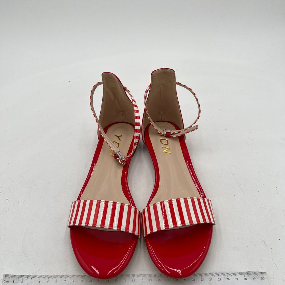 Ydn Red Straps Block Low Heel Sandals Open Toe An… - image 3